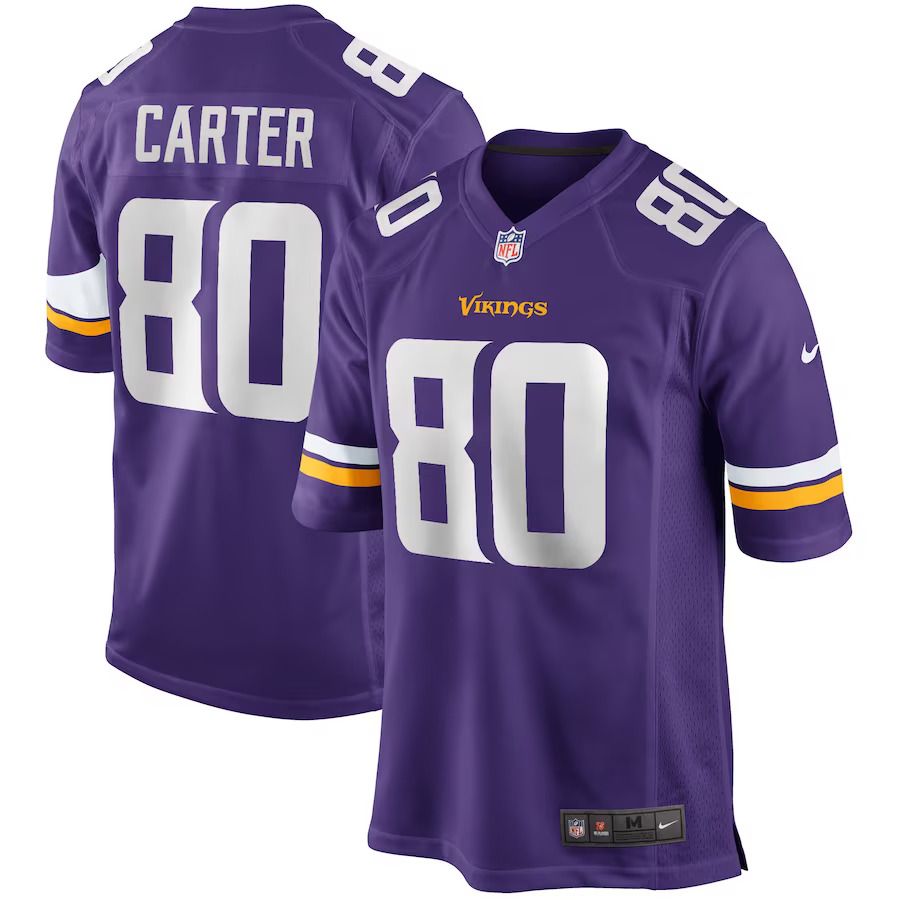 Men Minnesota Vikings #80 Cris Carter Nike Purple Game Retired Player NFL Jersey->minnesota vikings->NFL Jersey